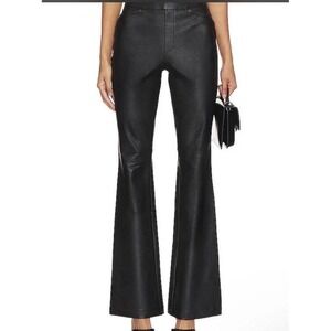 Womens SPANX Black Crushed Faux Leather Pull On Flared Pants